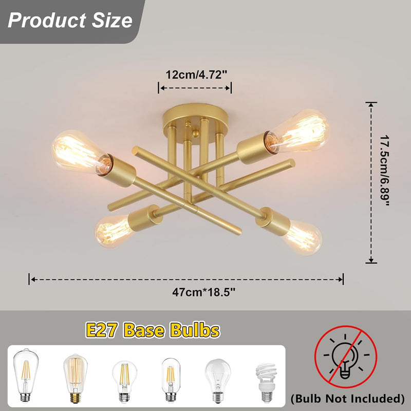 Brushed Nickel Sputnik Ceiling Light 8 Lights Chrome