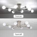 Brushed Nickel Sputnik Ceiling Light 8 Lights Chrome
