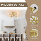 Brushed Nickel Sputnik Ceiling Light 8 Lights Chrome