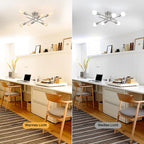 Brushed Nickel Sputnik Ceiling Light 8 Lights Chrome