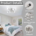 Brushed Nickel Sputnik Ceiling Light 8 Lights Chrome