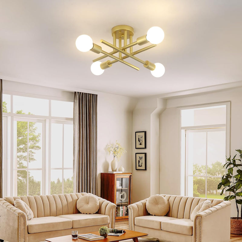 Brushed Nickel Sputnik Ceiling Light 8 Lights Chrome