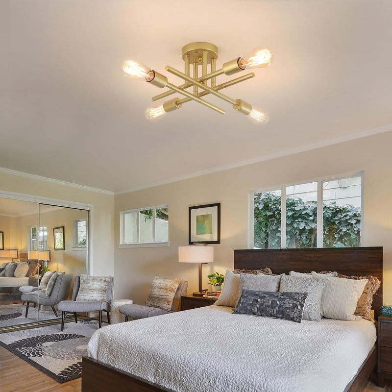 Brushed Nickel Sputnik Ceiling Light 8 Lights Chrome