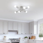Brushed Nickel Sputnik Ceiling Light 8 Lights Chrome