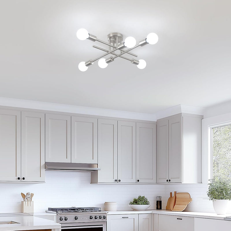 Brushed Nickel Sputnik Ceiling Light 8 Lights Chrome