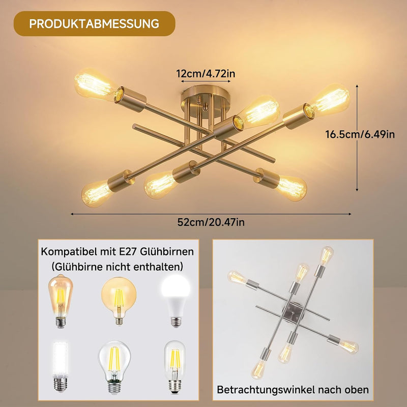 Brushed Nickel Sputnik Ceiling Light 8 Lights Chrome