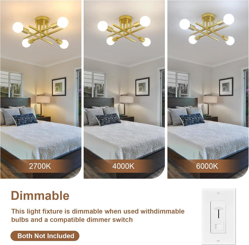 Brushed Nickel Sputnik Ceiling Light 8 Lights Chrome