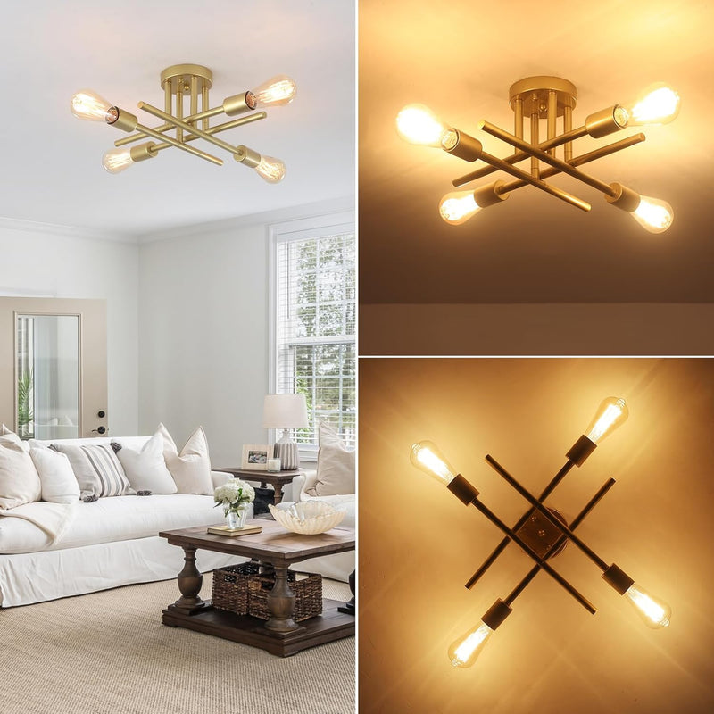 Brushed Nickel Sputnik Ceiling Light 8 Lights Chrome