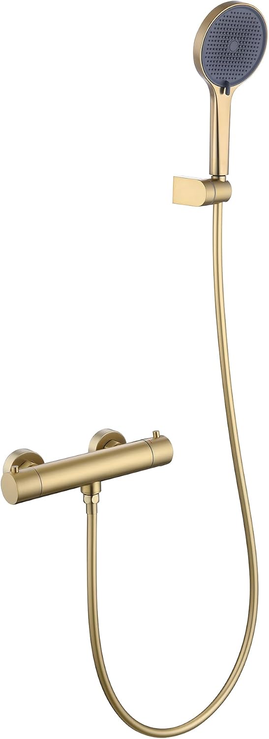 Brushed Thermostatic Shower Mixer Set Combi Safety Lock