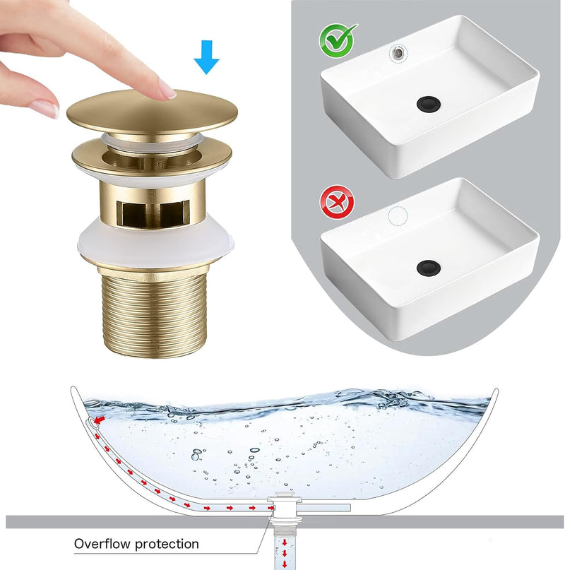 Brushed Waterfall Bathroom Taps with Pop Up Waste