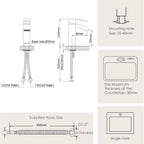 Brushed Waterfall Bathroom Taps with Pop Up Waste