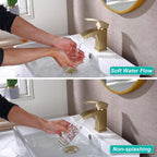 Brushed Waterfall Bathroom Taps with Pop Up Waste
