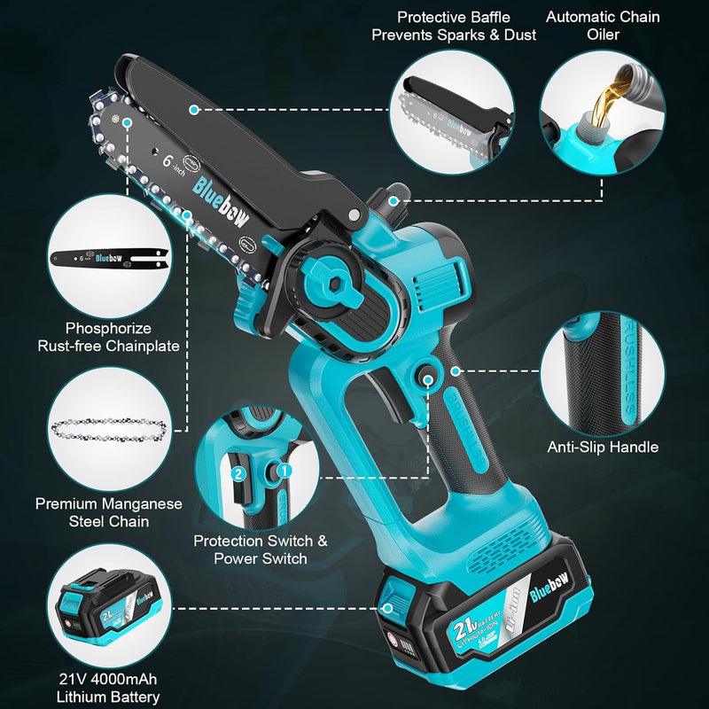 Brushless Mini Chainsaw Cordless 6 Inch Electric Saw