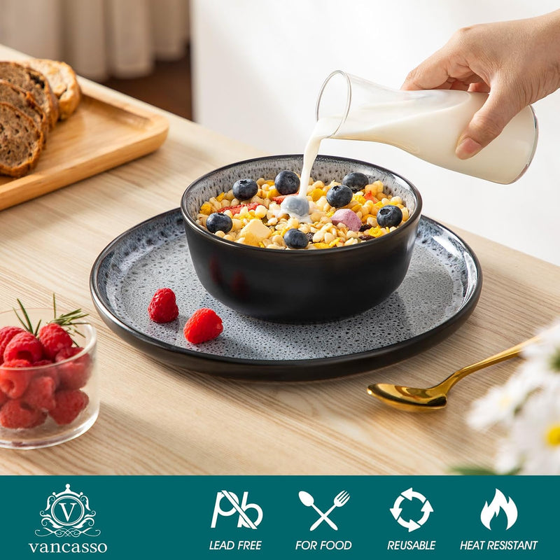 Bubble Stoneware Dinner Set for 4 Reactive Glaze (12 Piece)