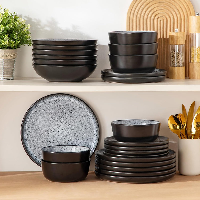 Bubble Stoneware Dinner Set for 4 Reactive Glaze (12 Piece)