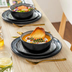 Bubble Stoneware Dinner Set for 4 Reactive Glaze (12 Piece)