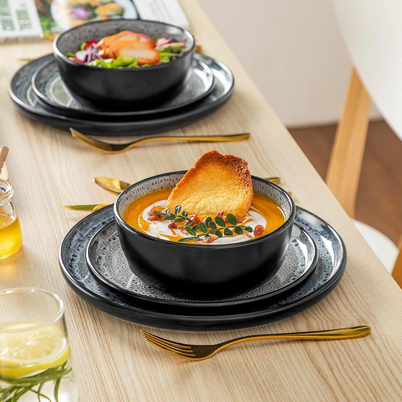 Bubble Stoneware Dinner Set for 4 Reactive Glaze (12 Piece)