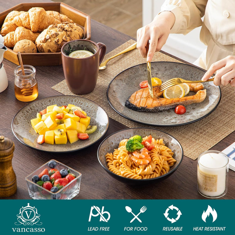 Bubble Stoneware Dinner Set for 4 Reactive Glaze (12 Piece)