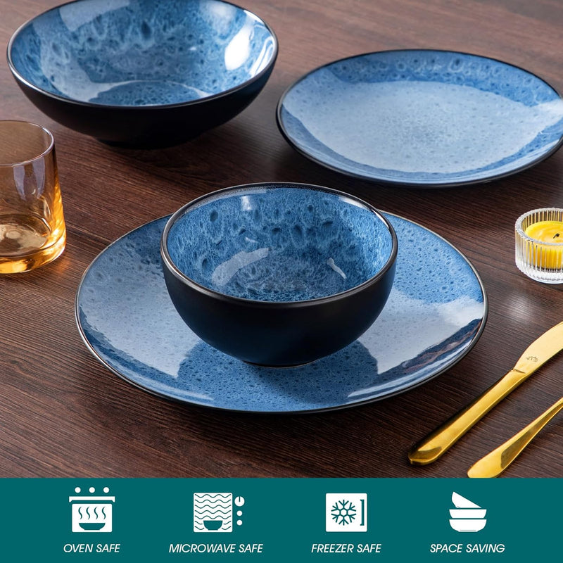 Bubble Stoneware Dinner Set for 4 Reactive Glaze (12 Piece)
