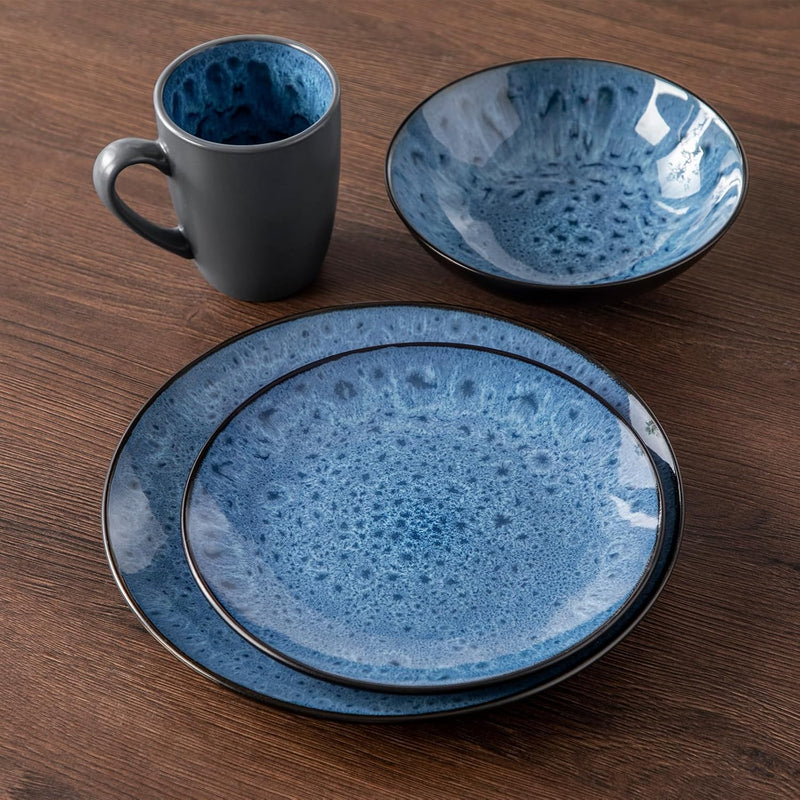 Bubble Stoneware Dinner Set for 4 Reactive Glaze (12 Piece)