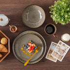 Bubble Stoneware Dinner Set for 4 Reactive Glaze (12 Piece)