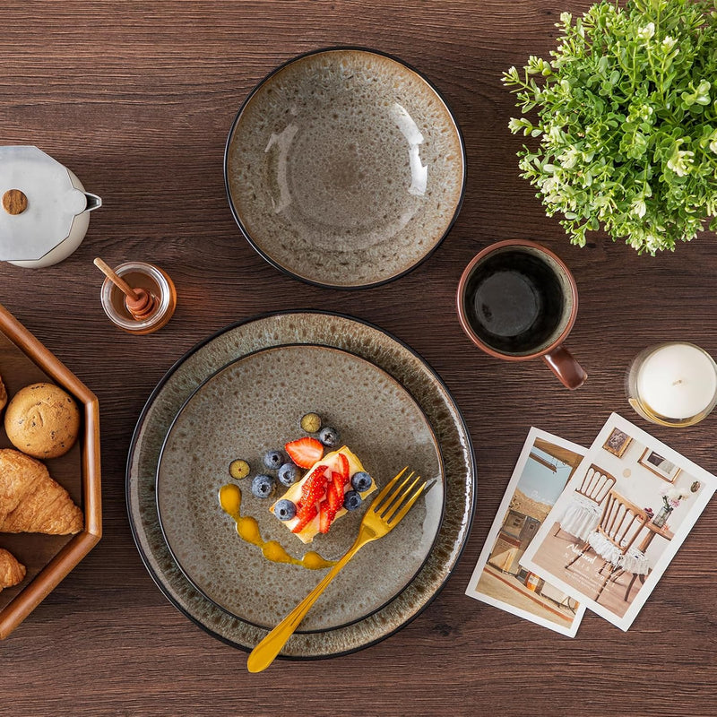 Bubble Stoneware Dinner Set for 4 Reactive Glaze (12 Piece)