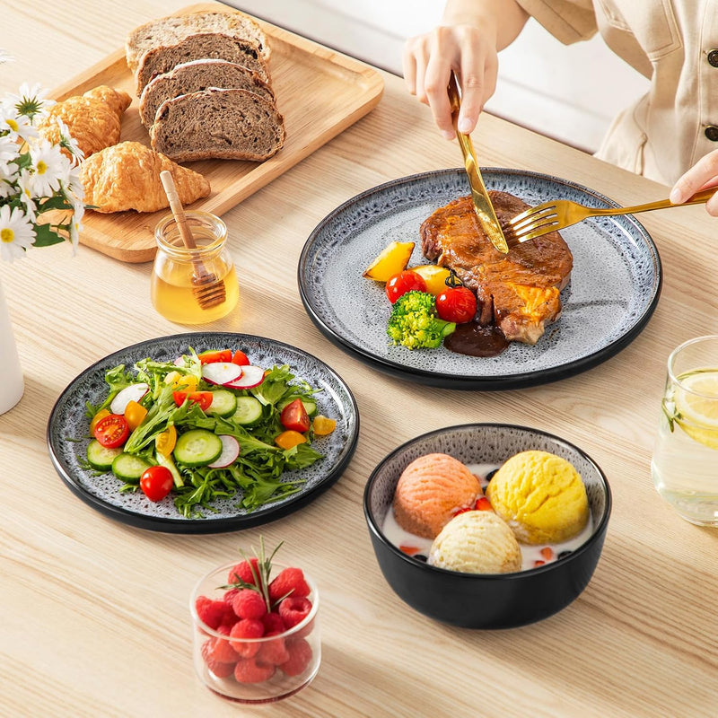 Bubble Stoneware Dinner Set for 4 Reactive Glaze (12 Piece)