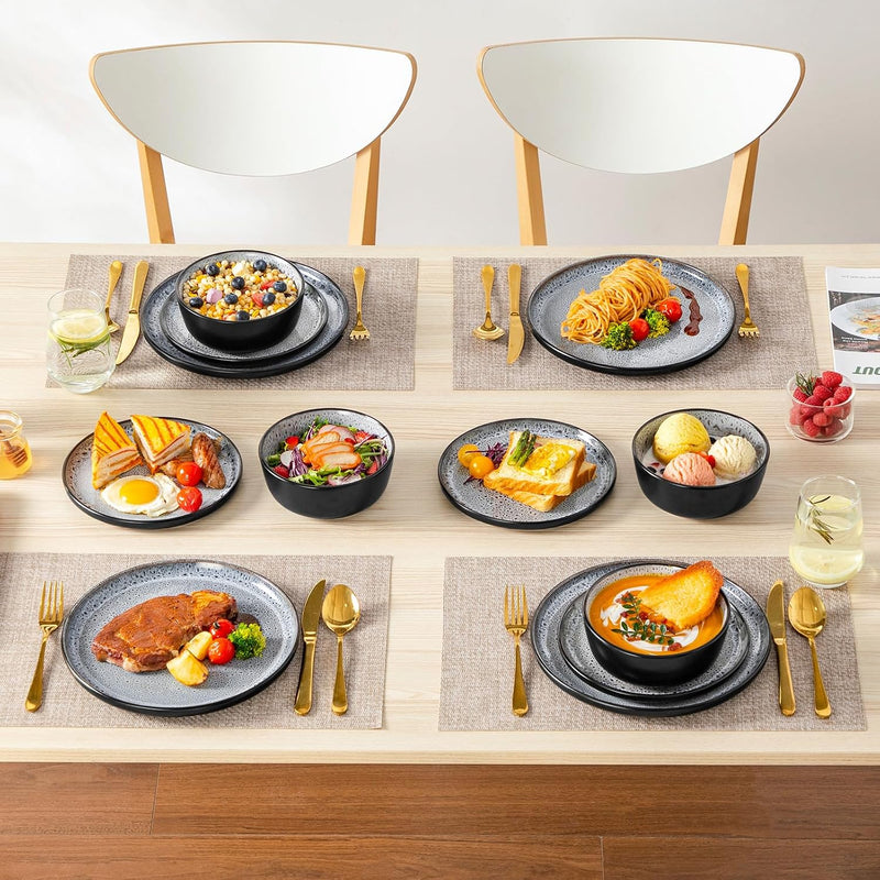 Bubble Stoneware Dinner Set for 4 Reactive Glaze (12 Piece)