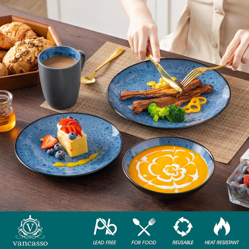 Bubble Stoneware Dinner Set for 4 Reactive Glaze (12 Piece)