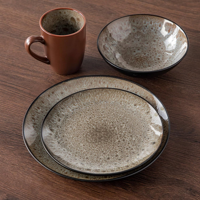 Bubble Stoneware Dinner Set for 4 Reactive Glaze (12 Piece)