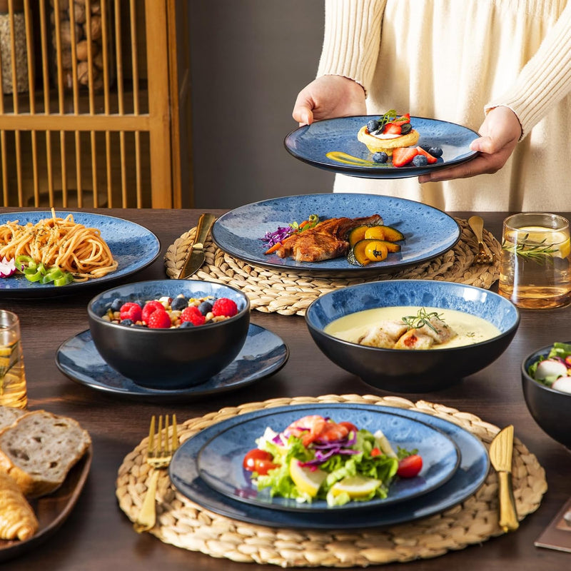 Bubble Stoneware Dinner Set for 4 Reactive Glaze (12 Piece)