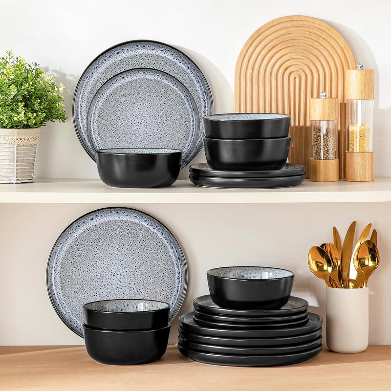 Bubble Stoneware Dinner Set for 4 Reactive Glaze (12 Piece)