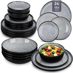 Bubble Stoneware Dinner Set for 4 Reactive Glaze (12 Piece)