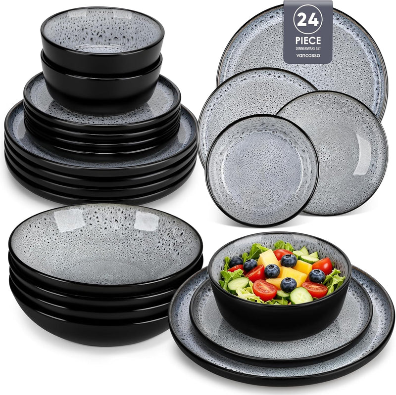 Bubble Stoneware Dinner Set for 4 Reactive Glaze (12 Piece)