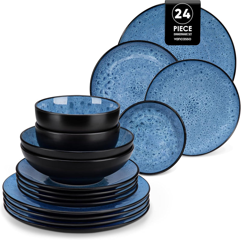 Bubble Stoneware Dinner Set for 4 Reactive Glaze (12 Piece)