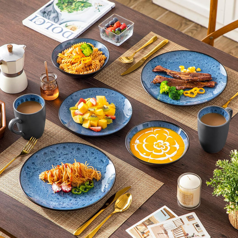 Bubble Stoneware Dinner Set for 4 Reactive Glaze (12 Piece)