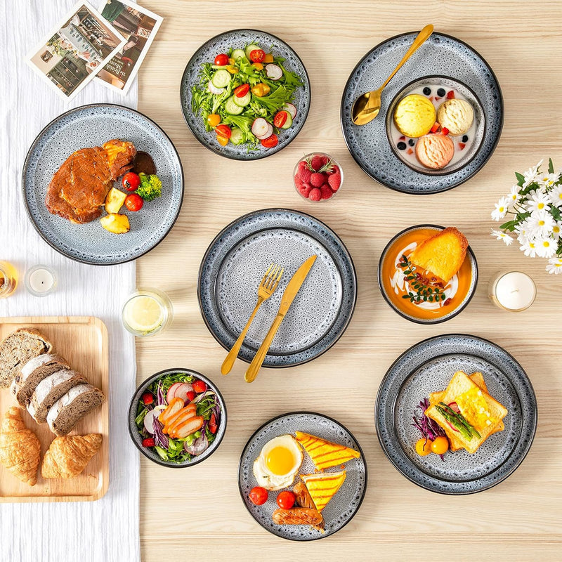 Bubble Stoneware Dinner Set for 4 Reactive Glaze (12 Piece)