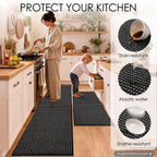 Buffalo Plaid Kitchen Rugs Set + Non Slip