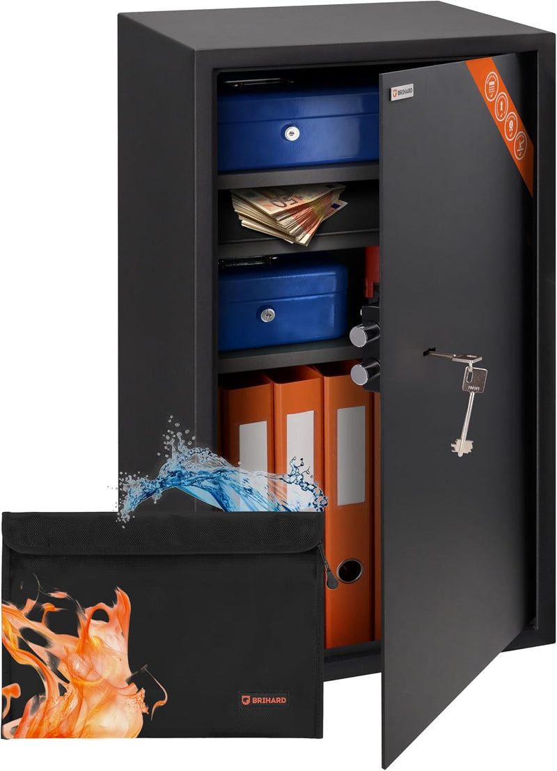 Business Xl Key Lock Safe with Fireproof