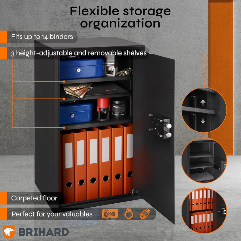 Business Xl Key Lock Safe with Fireproof