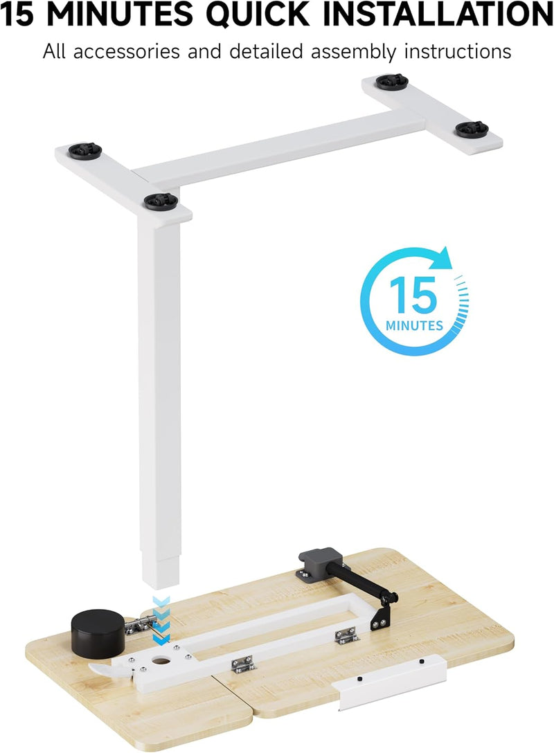 Bzium Overbed Bedside Table with Hidden Wheels Adjustable
