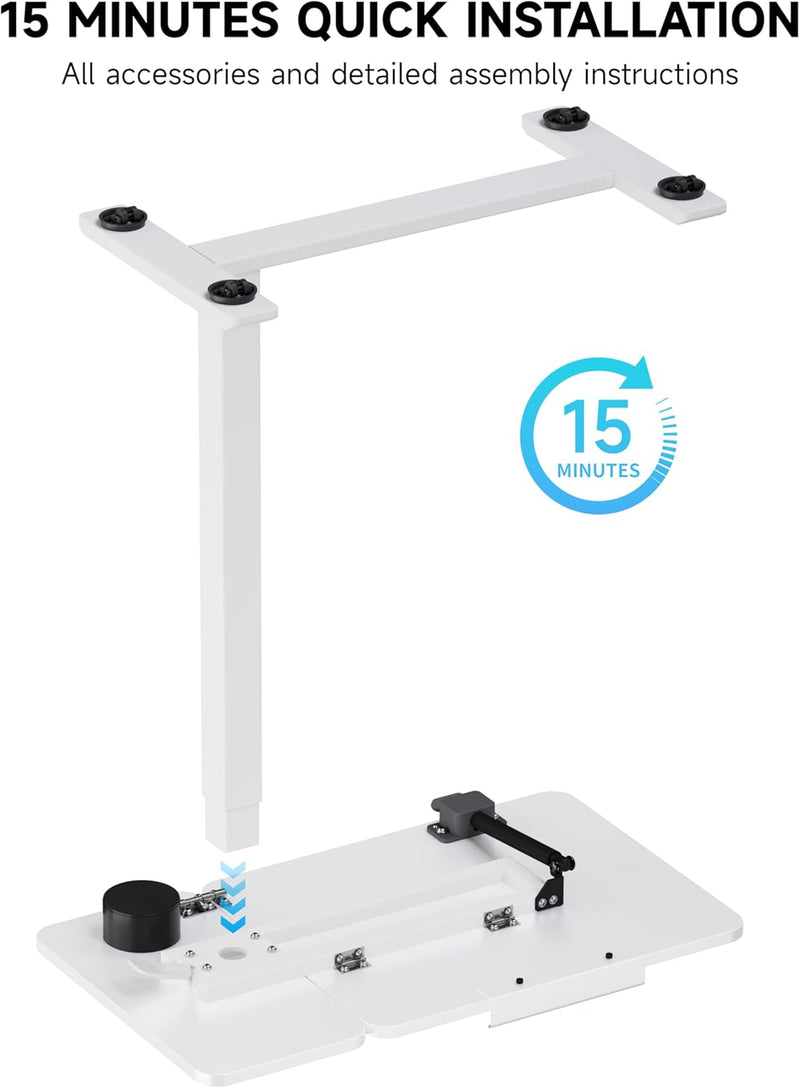Bzium Overbed Bedside Table with Hidden Wheels Adjustable
