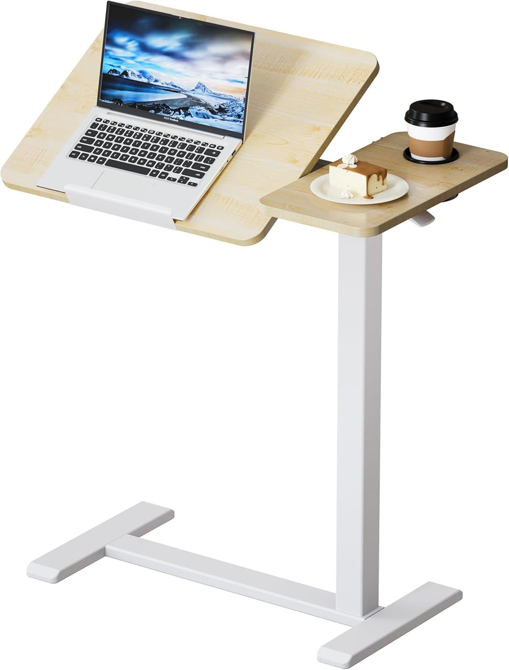 Bzium Overbed Bedside Table with Hidden Wheels Adjustable