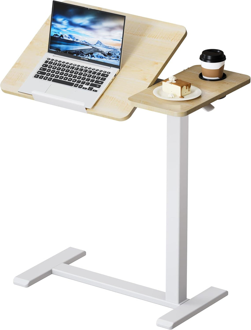 Bzium Overbed Bedside Table with Hidden Wheels Adjustable