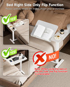Bzium Overbed Bedside Table with Hidden Wheels Adjustable