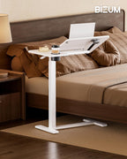 Bzium Overbed Bedside Table with Hidden Wheels Adjustable