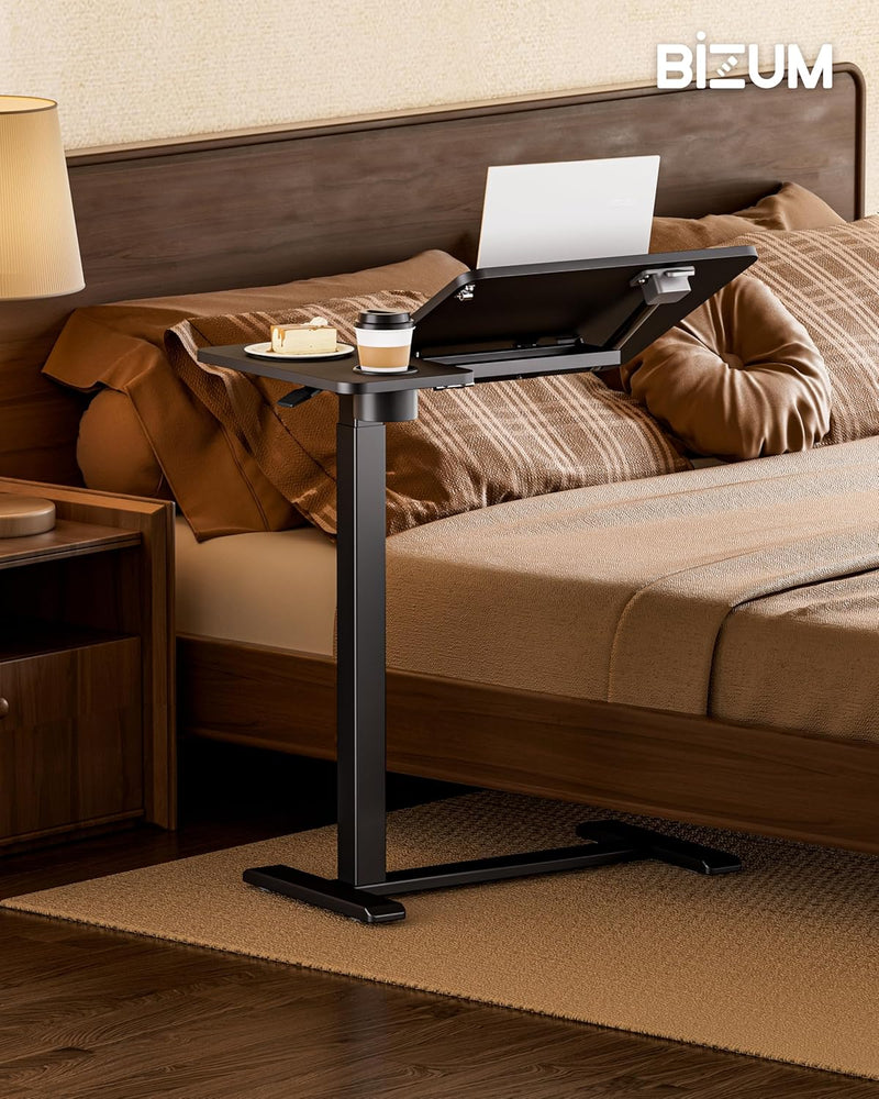 Bzium Overbed Bedside Table with Hidden Wheels Adjustable