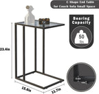 C Shaped End Table Set Glass Side