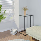 C Shaped End Table Set Glass Side