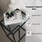 C Shaped End Table Set Glass Side